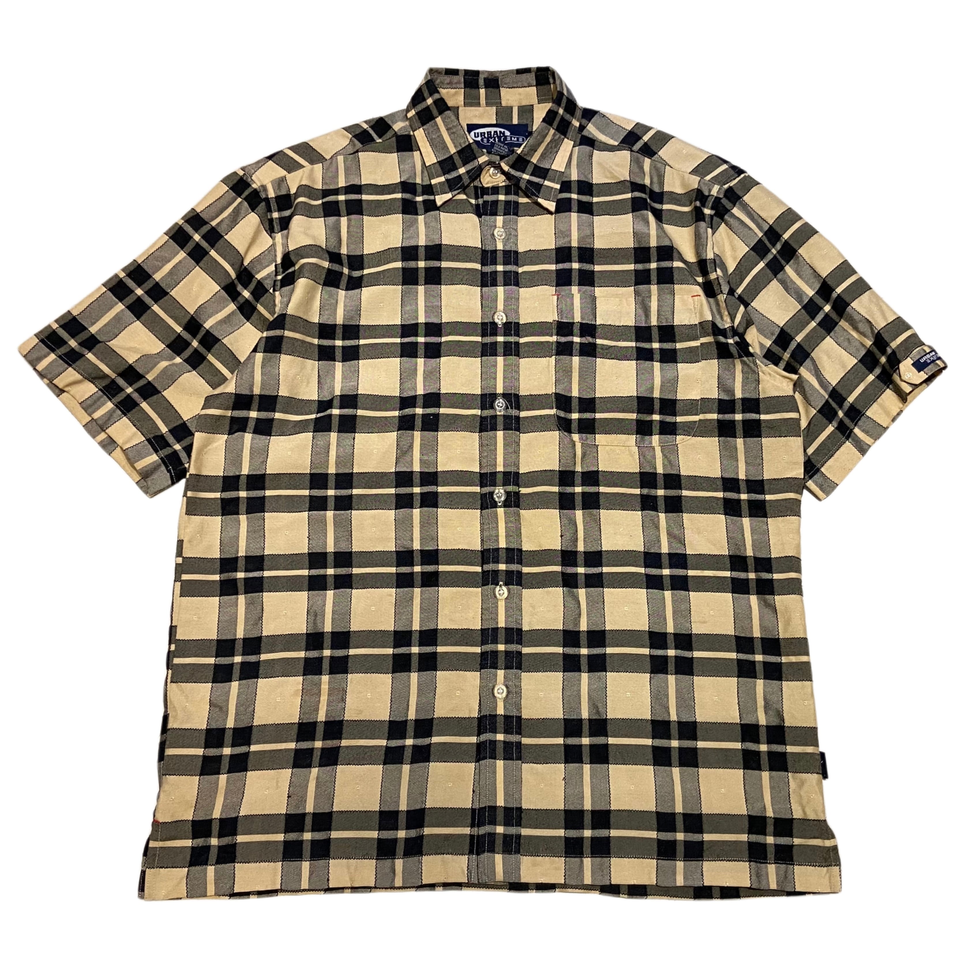 90s OSHKOSH オシュコシュ ブロックチェック ネルシャツ 青黒【M