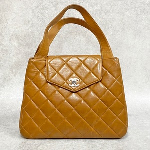 CHANEL シャネル マトラッセ ターンロック ショルダーバッグ ラムスキン ブラウン 4484