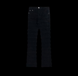 ブラックフレアスタックデニムパンツ