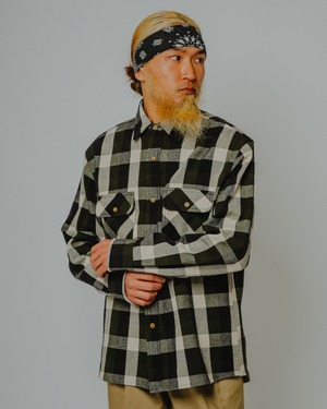 Heavy Flannel L/S Shirt｜OFF×OLV×BLK