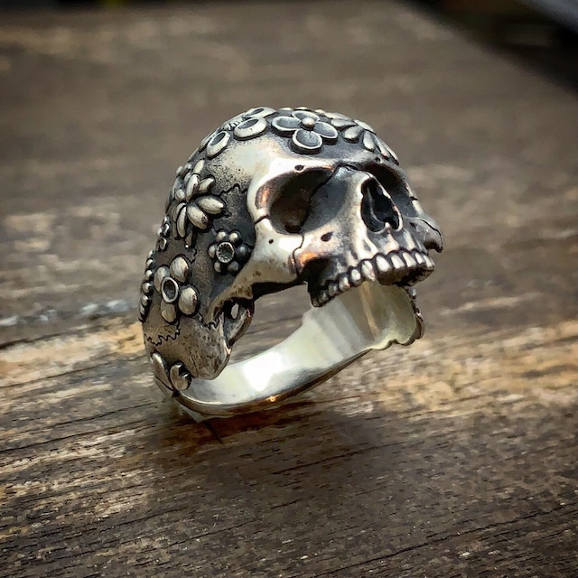 Floral Skull Ring 花柄髑髏の指輪 Hijiri Silver Works Web Shop