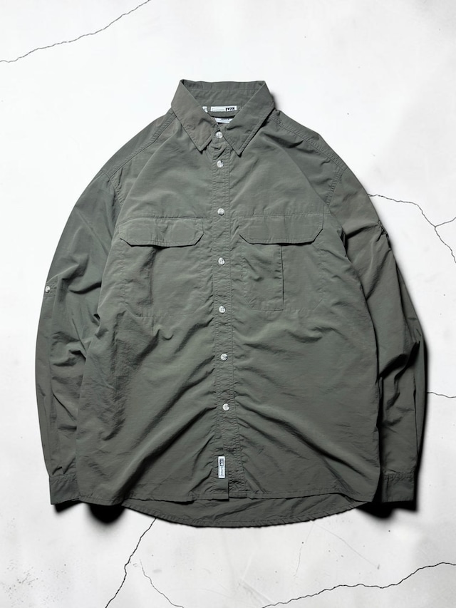 REI Recreational Equipment Inc. Olive Green Nylon Utility Outdoor Long Sleeve Shirt
