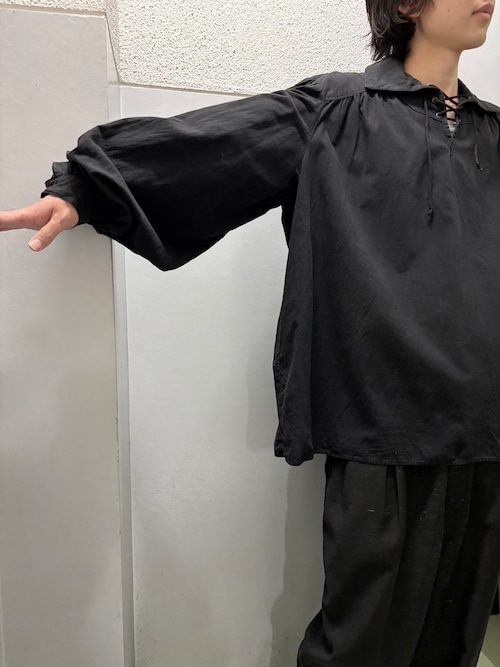 90's "collection dragon rouge" cotton lace up shirt