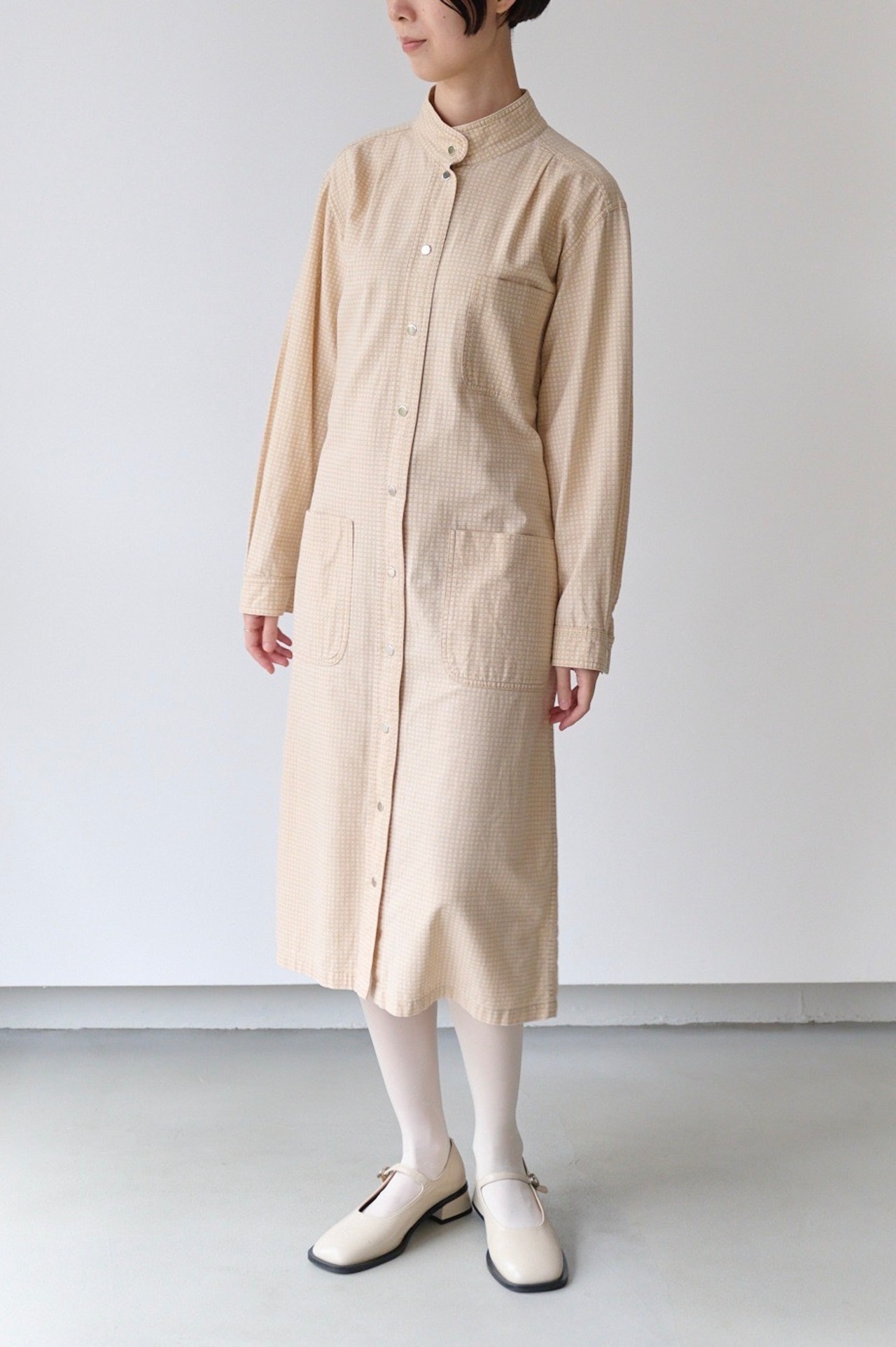 Vuokko geometric mini check belted shirt dress