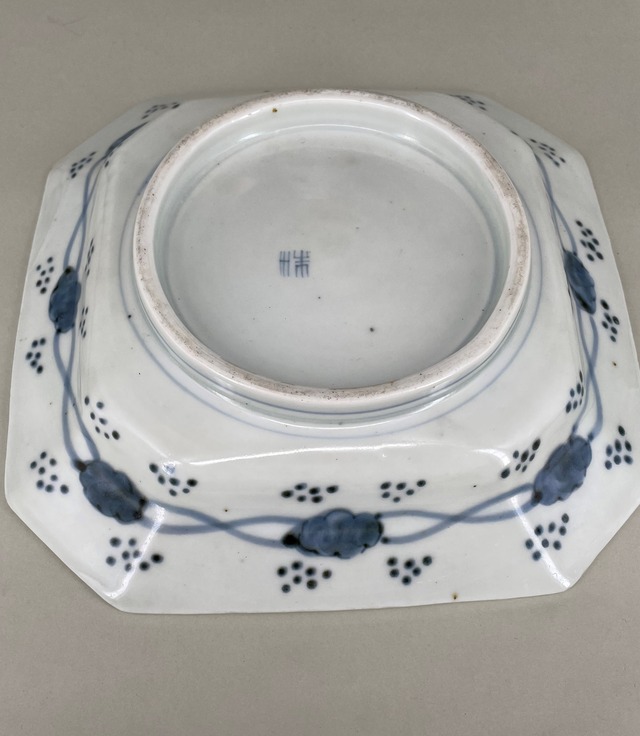 八角染付皿　ヴィンテージ