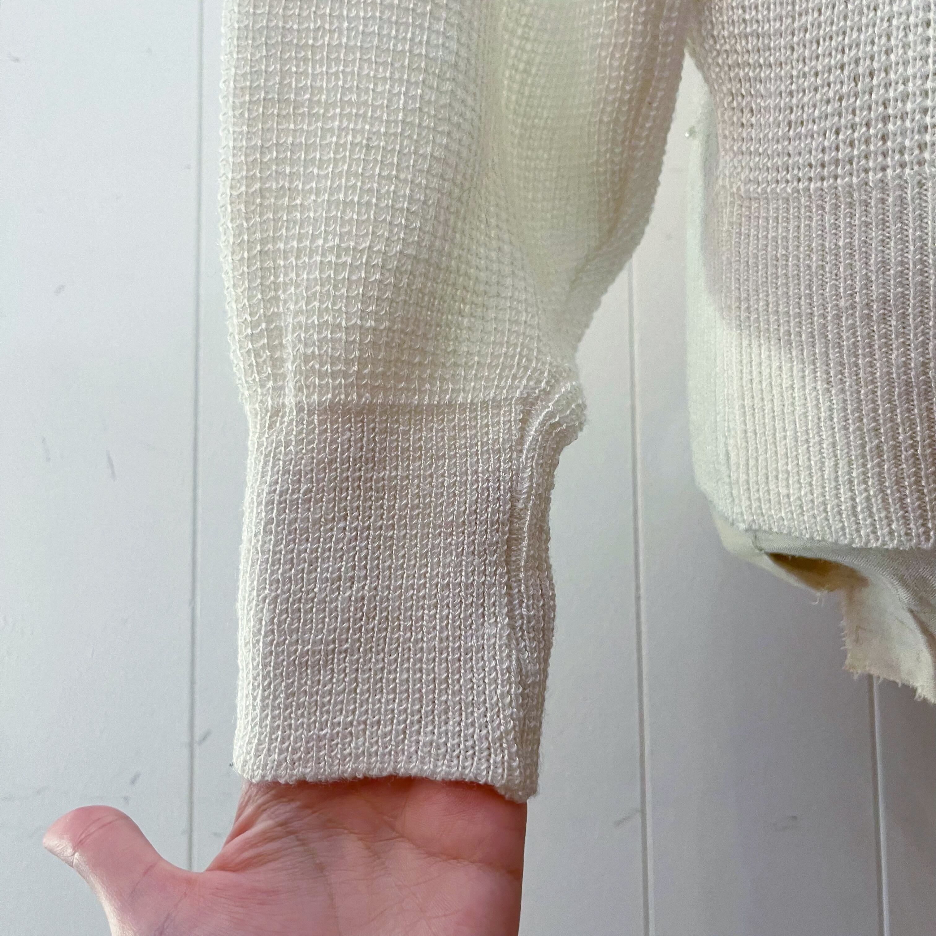 mini pearl beads white knit cardigan