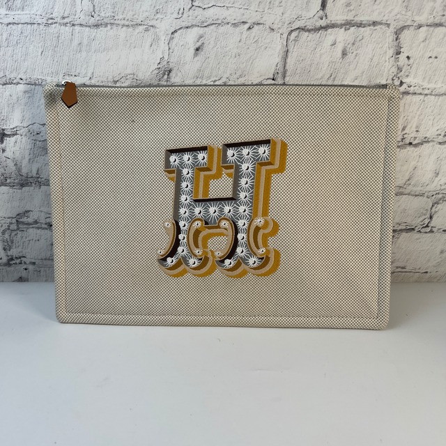 HERMES エルメス   ラムスキン ポーチ ホワイト A-8457