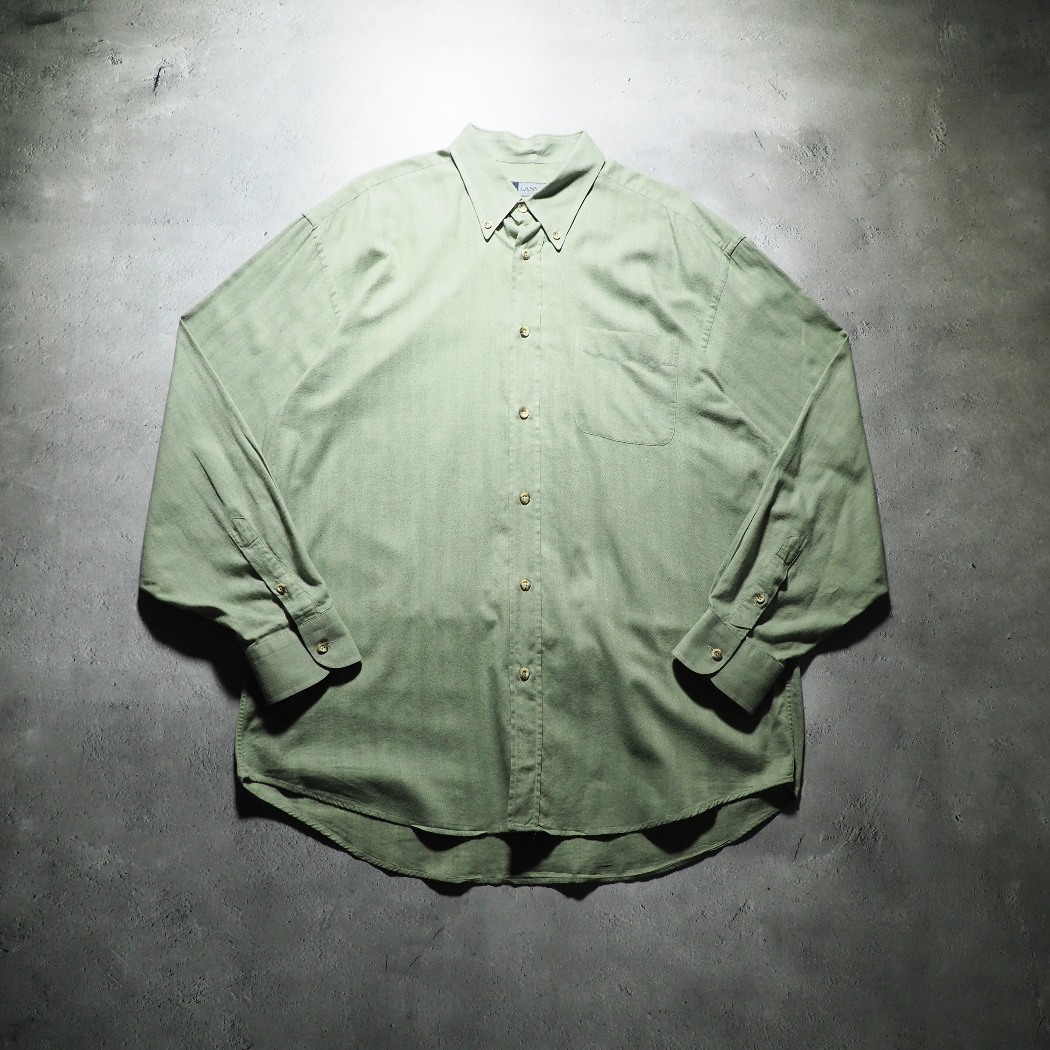 1990s ” LANVIN ” Beautiful flesh leaf color vintage loose BD shirt