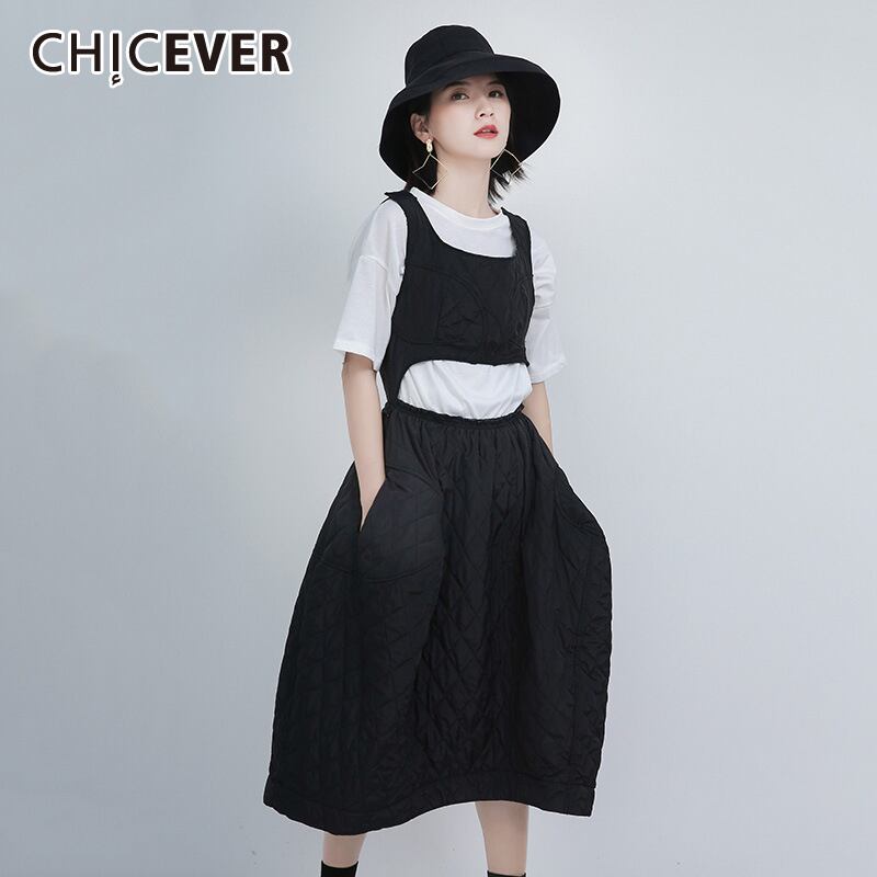 CHICEVERアシンメトリードレスレディーススクエアカラーノースリーブホローアウトシャーリングドレス2020夏 サマー 夏物 スクウェア 6base524702615702