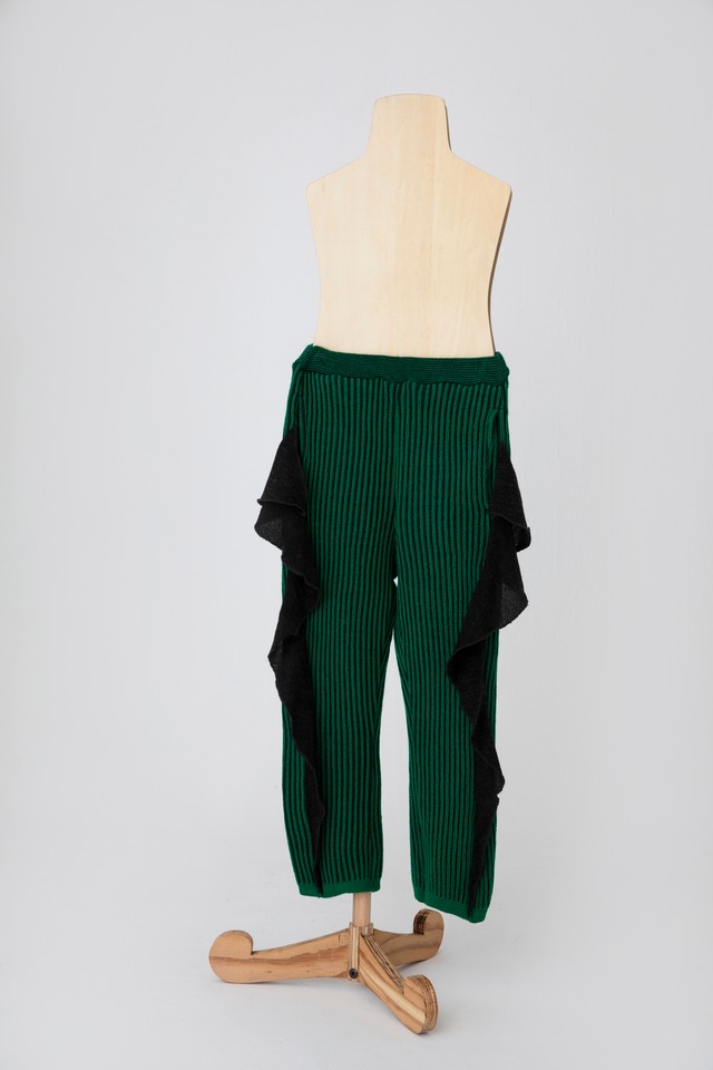 【21AW】folkmade（フォークメイド）frilled rib stitch pants パンツ green(S/M/L)