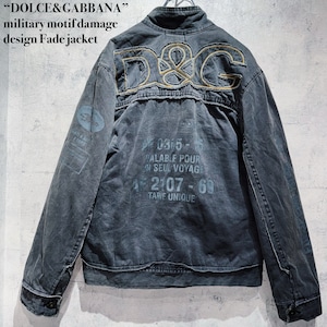 “DOLCE&GABBANA”military motif damage design Fade jacket