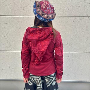 パッチワーク裏起毛パーカー