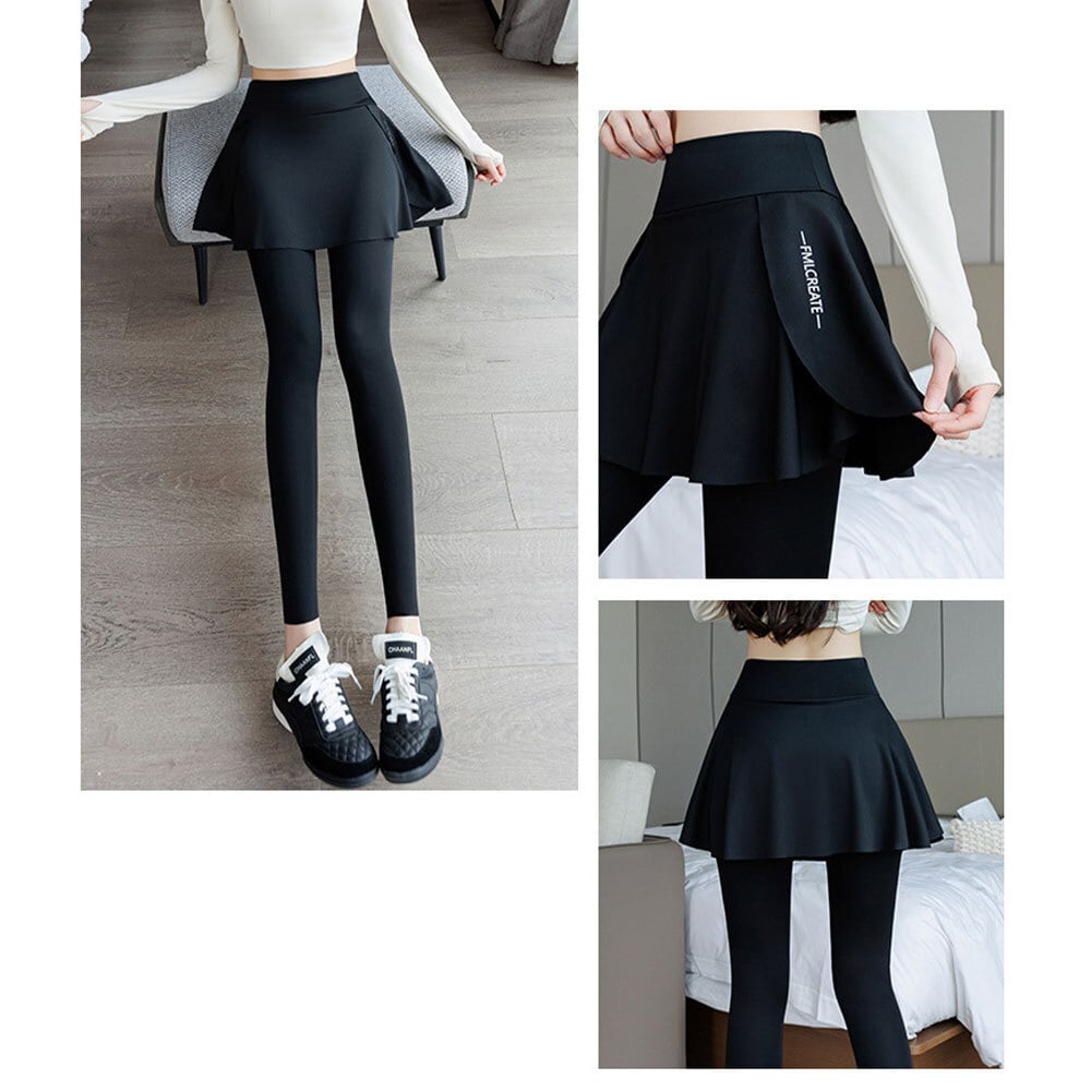 【送料無料】 スポーツパンツ スカート付き 重ね着風 ヨガパンツ レディース 春夏 韓国 ストレッチ フィットネス スポーツ ヨガ ダンス ハイウエスト スカート付きパンツ 大人可愛い 大人女子