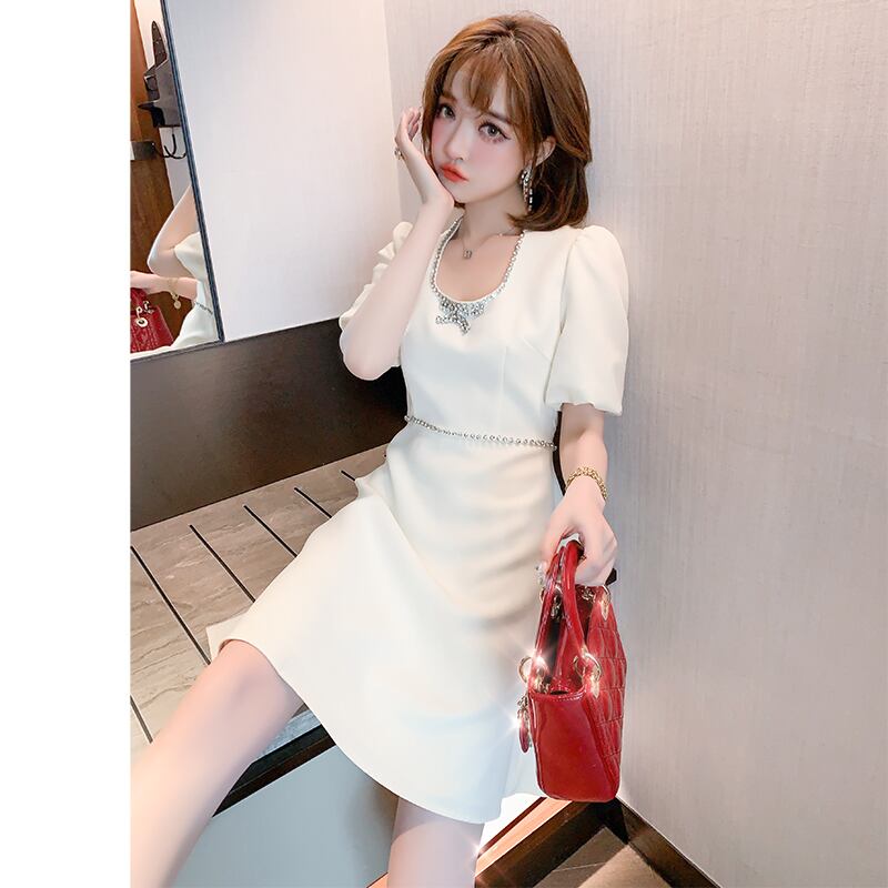 スリーブソリッド カラーAラインドレス サマー 夏物 ソリッドカラー MIUCO78838764891