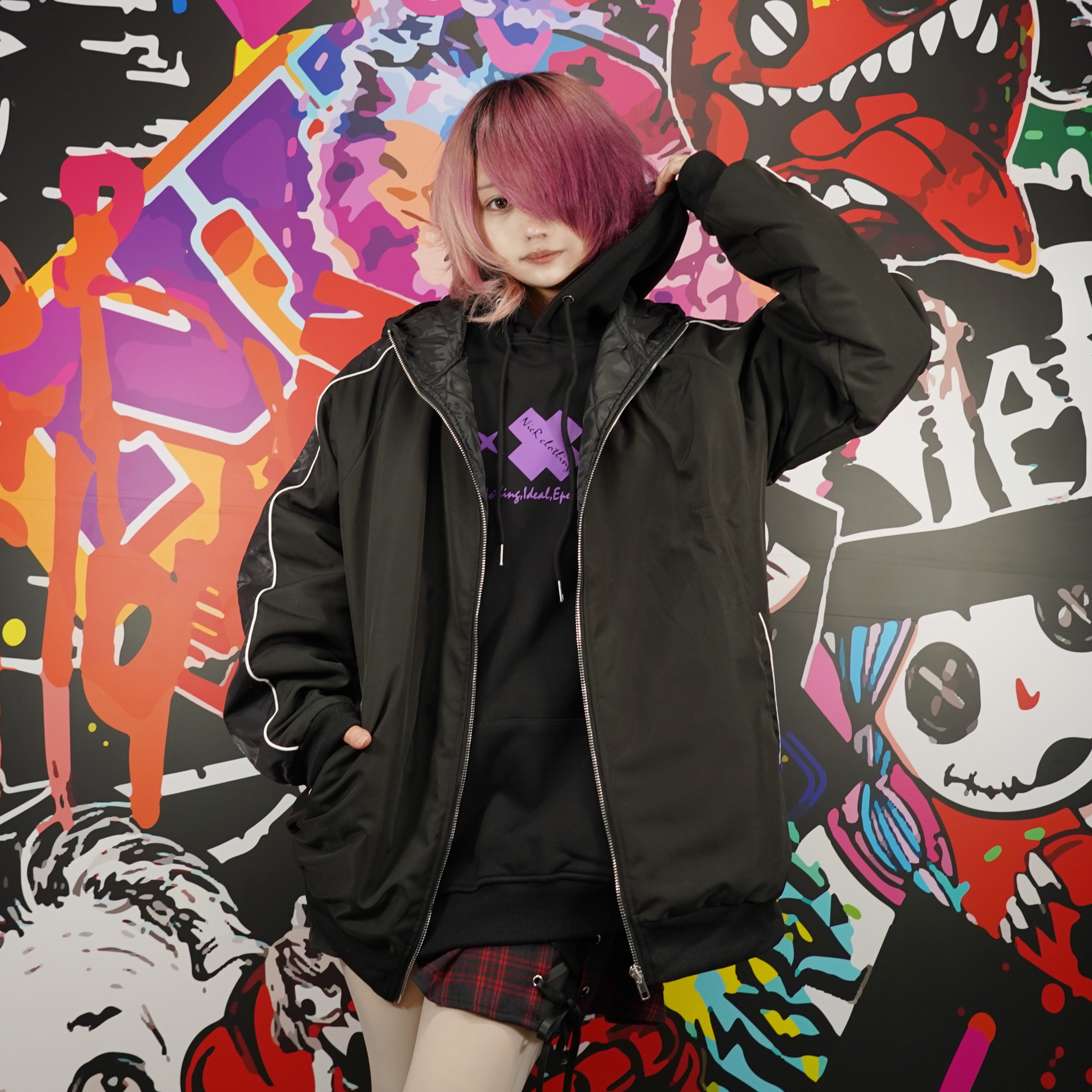 ☆内側キルティング仕様☆HIGH NECK黒薔薇ZIP OUTER | NIER CLOTHING
