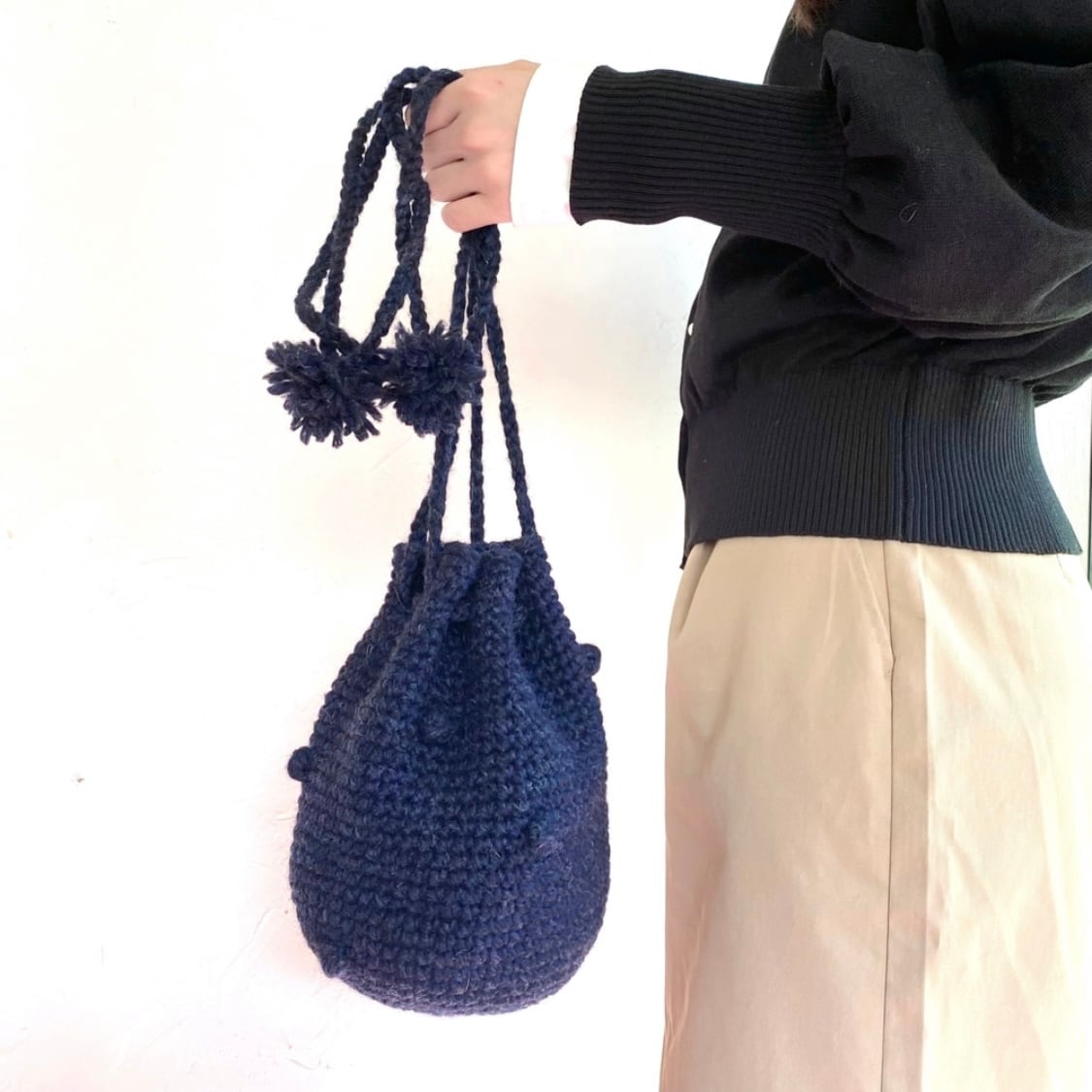 wool100/ポンポンニットバッグ | clover