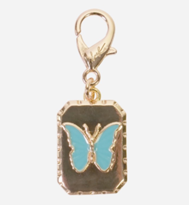 ラコックフランセーズ メッセージチャーム CHARMS FANTAISIE (ファンシーチャーム)PAPILLON (バタフライ/蝶)プレートチャームDORE ET BLEU (ゴールド＆ブルー)