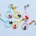 【片耳販売】お祭りの思い出｜ぷっくり金魚すくいのポイ　ピアス イヤリング イヤーカフ ネックレス チャーム　