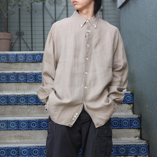 USA VINTAGE Eddie Bouer LINEN BD SHIRT/アメリカ古着エディバウアーリネンボタンダウンシャツ