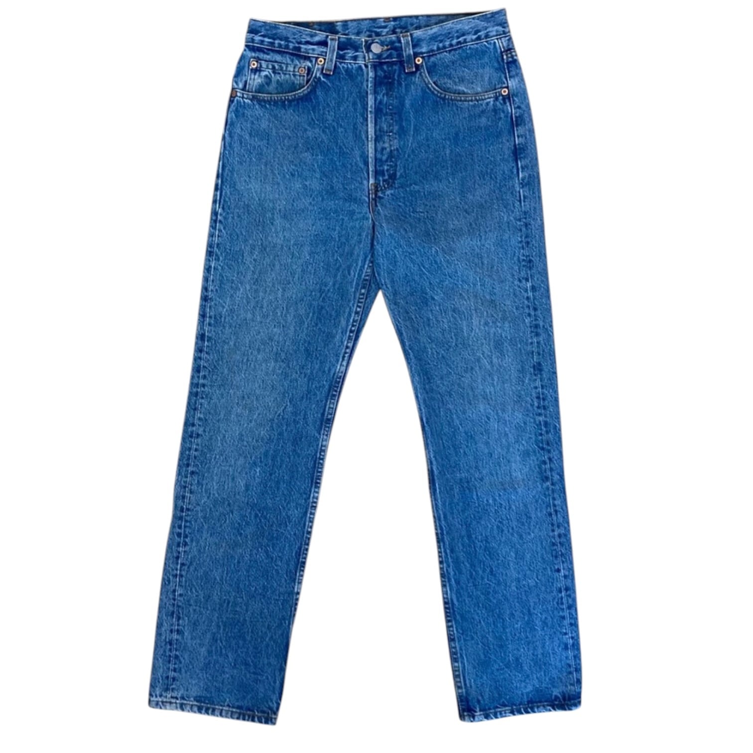 Levi’s 501 / Medium Indigo Denim / Straight Jeans / Original Length / W32 L32 / Made in USA / 90s