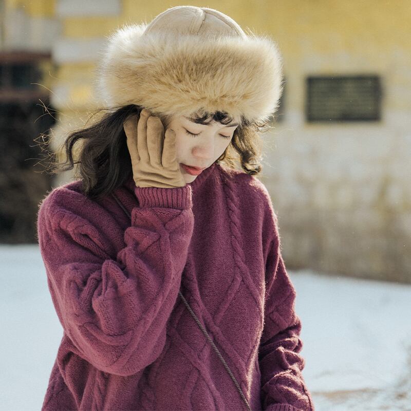 パープルセーター気質2020ツイストルーズアウターウェアプルオーバートップ厚手ウォームニットセーター怠惰な風 ドリームホーストラベル婦人服80216095926