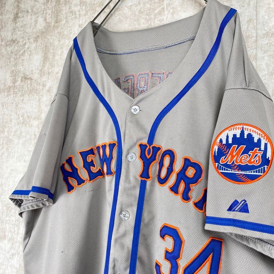 2XL Majestic MLB NYメッツ ベースボールシャツ シンダーガード 2XL