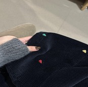 カラードット刺繍 コーデュロイワイドパンツ
