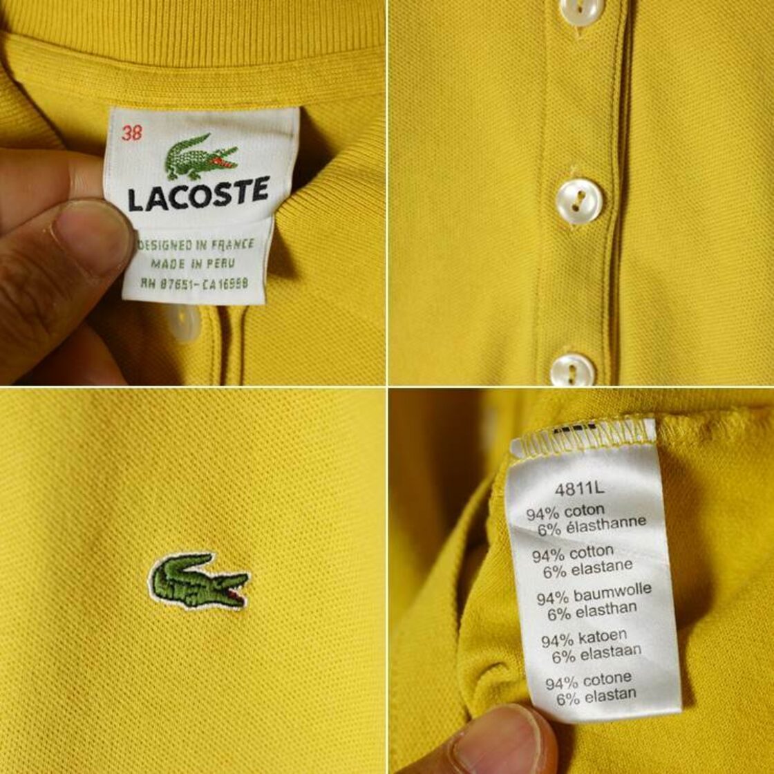 フレンチラコステ Lacoste ワンポイント 半袖 ポロシャツ マスタード 