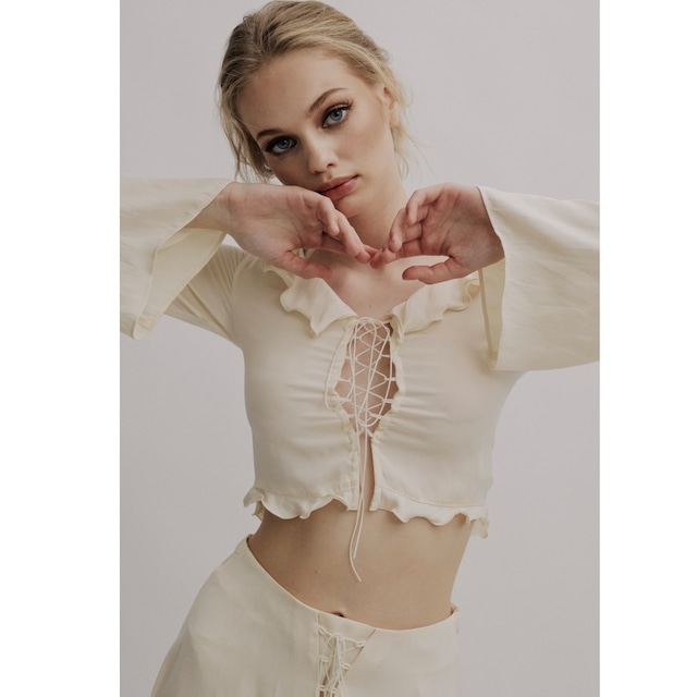 [threetimes] Nymph blouse cream 正規品 韓国ブランド 韓国通販 韓国代行 韓国ファッション ブラウス