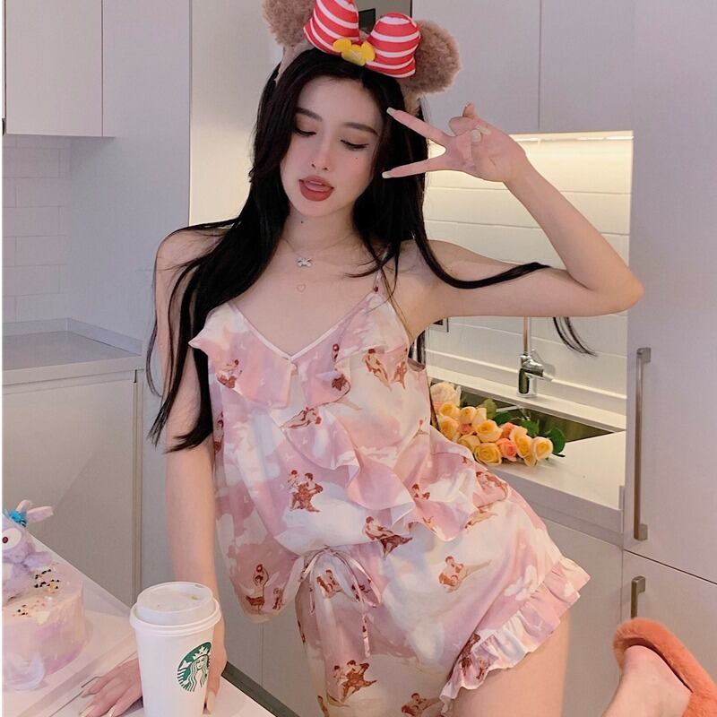 プリント柄レディースサマー薄手カジュアル ピンク 大人ガーリー スウィート キュート 夏物 ピュア YY-ファッション39175676435