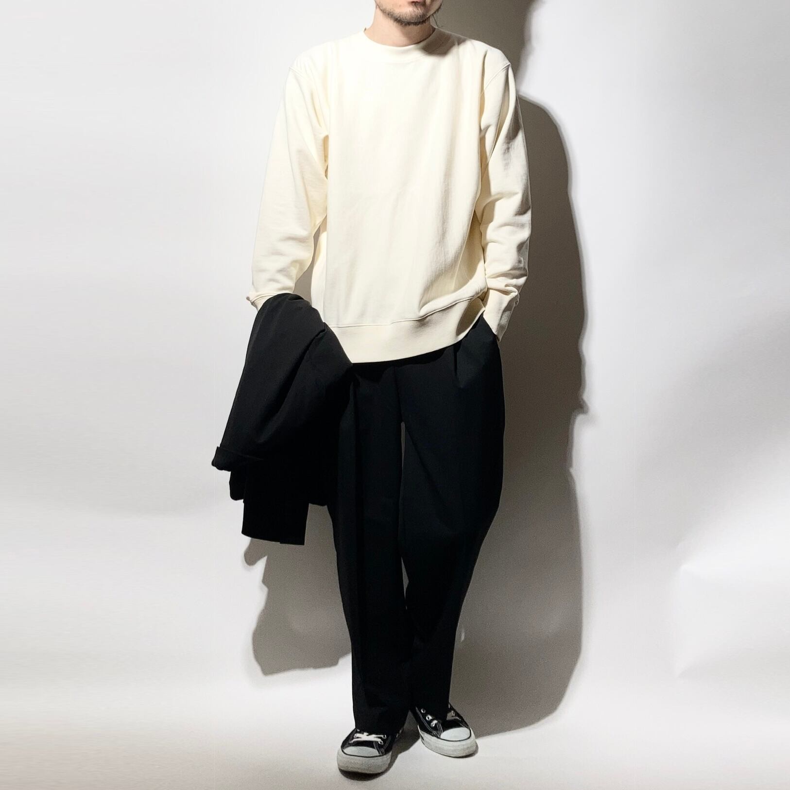 【DUAL VOICE】BASIC FRENCH TERRY PIECE DYE - CREW NECK:ベーシック製品染め裏毛 - クルーネック長袖