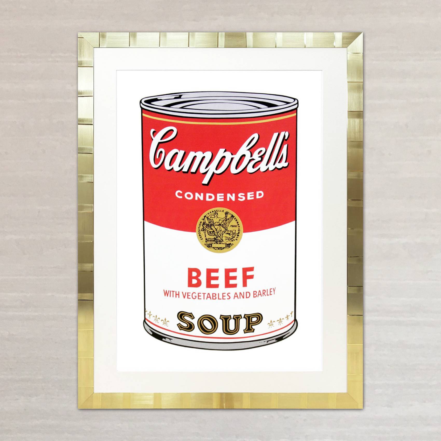 アンディ・ウォーホル「キャンベル・スープ(ビーフ)1968」展示用フック付大型サイズジークレ ポップアート 絵画
