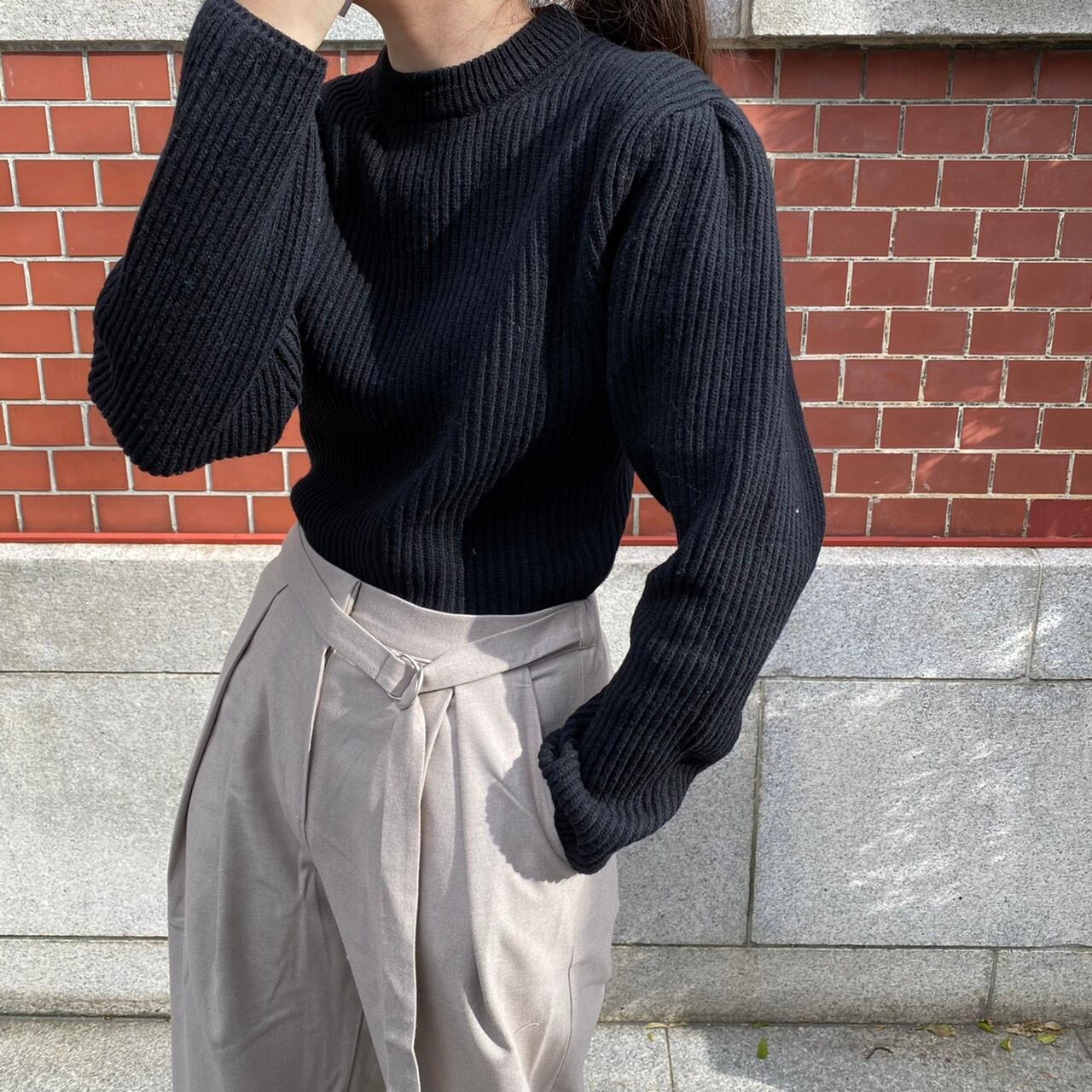 Puff sleeve knit /black (12月中旬〜下旬頃発送予定)