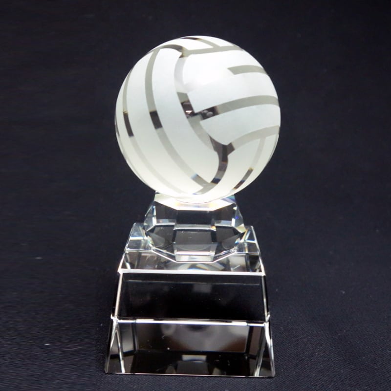 名入れの贈り物 クリスタル バレーボール トロフィー 記念品 スポーツ