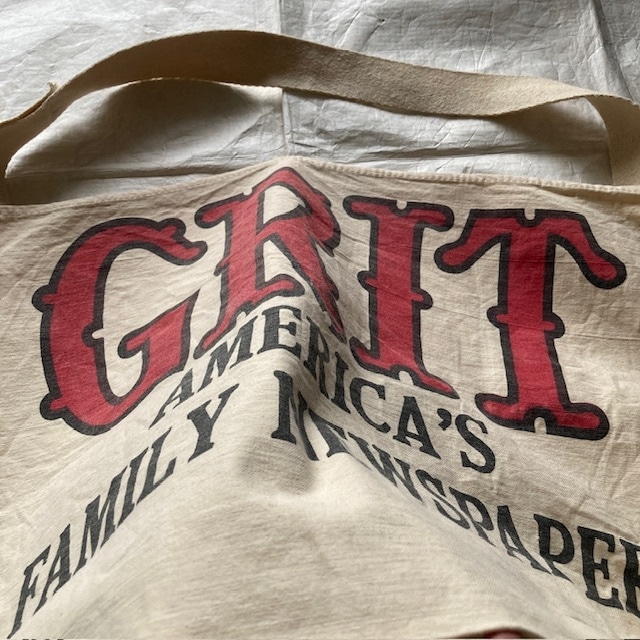 GRIT グリット ニュースペーパーデリバリーバッグ 40s〜50s ペーパーボーイバッグ 染み込みプリント ヴィンテージ 画像4