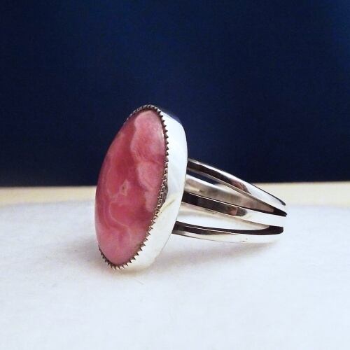 インカローズ(ロードクロサイト)・シルバーリング スリーアームリング