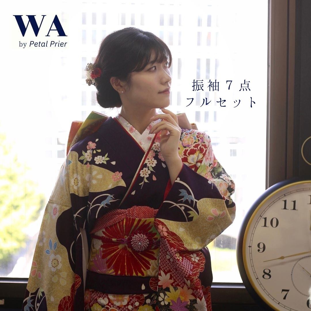 美品 振袖7点フルセット【紫×古典】 〈L〉F-207 | WA by Petal Prier