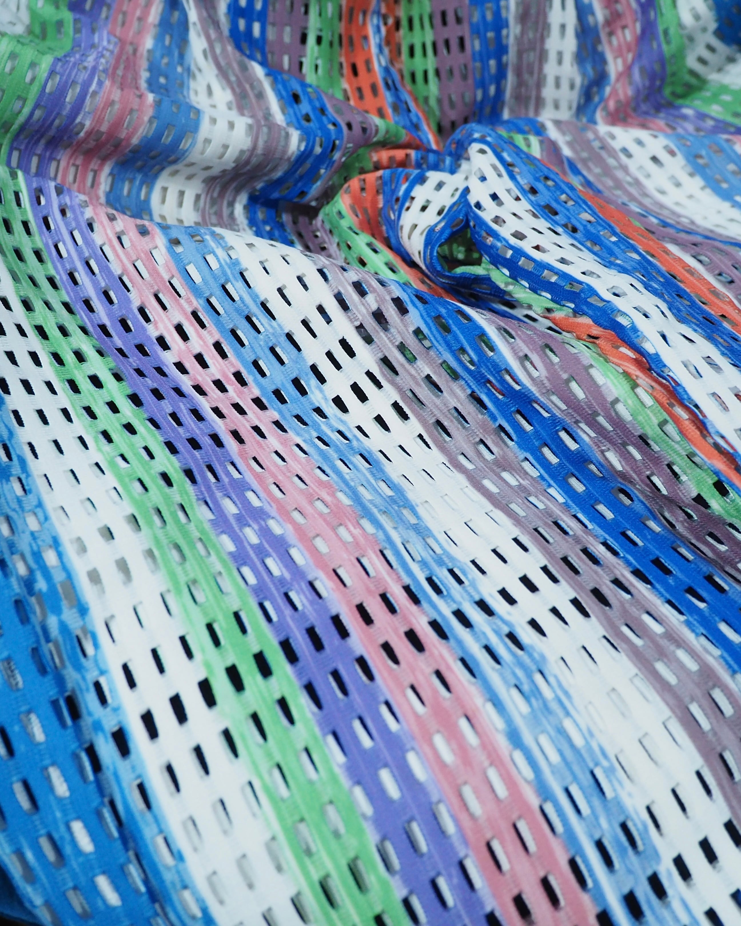 16SS " PLASTIC TOKYO " Multi Color Stripe painted Sheer Wide Pants
