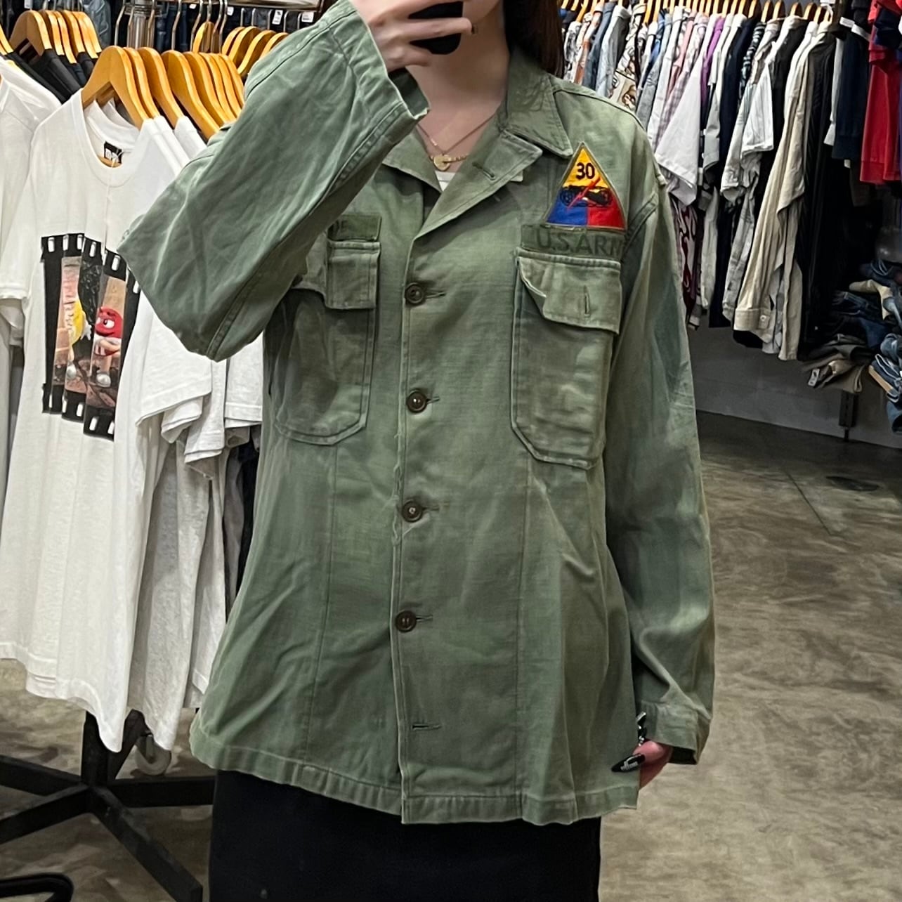 60年代 民間品 ダックハンターカモ ミリタリーシャツ メンズL相当