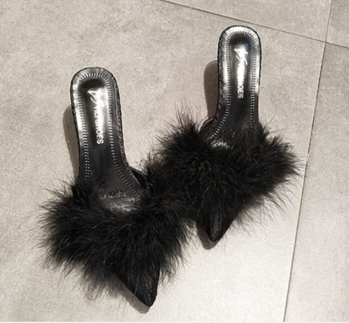 ファー ヒール サンダル ミュール パンプス レディースシューズ