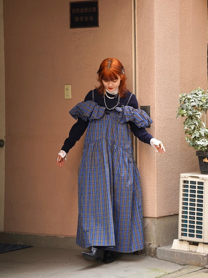 MAISON SPECIAL(メゾンスペシャル) “Plaid Taffeta Voluminous Dress”