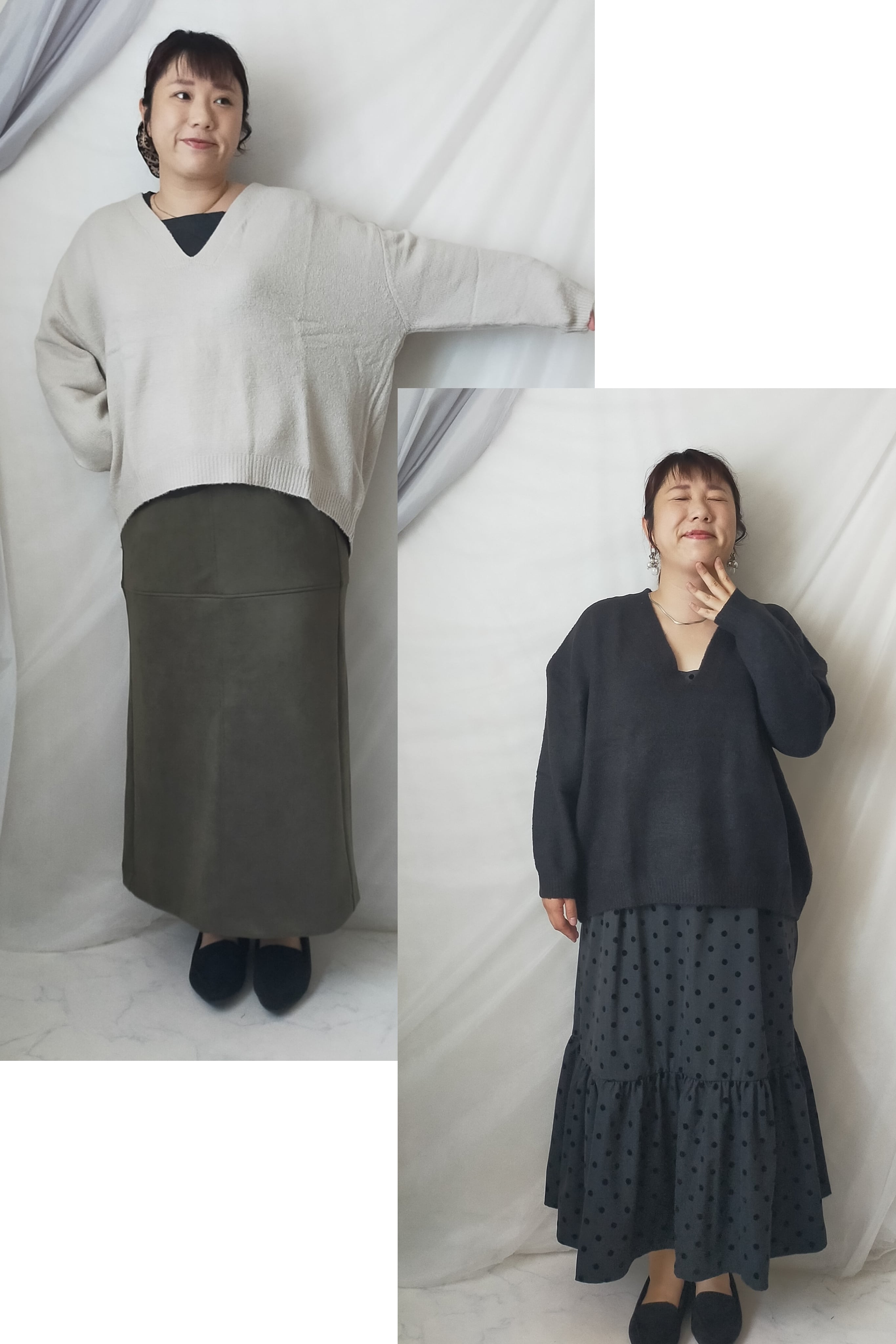 Vネック袖ふわT | ぽっちゃりセレクトchachapi