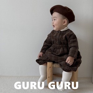 【guruguru】コーデュロイチェックロンパ アイボリー 70~90cm 241203