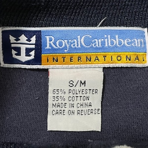 【Royal Caribbean】ハーフジップ スウェット プルオーバー  刺繍ロゴ ワンポイントロゴ ロイヤルカリビアン M US古着