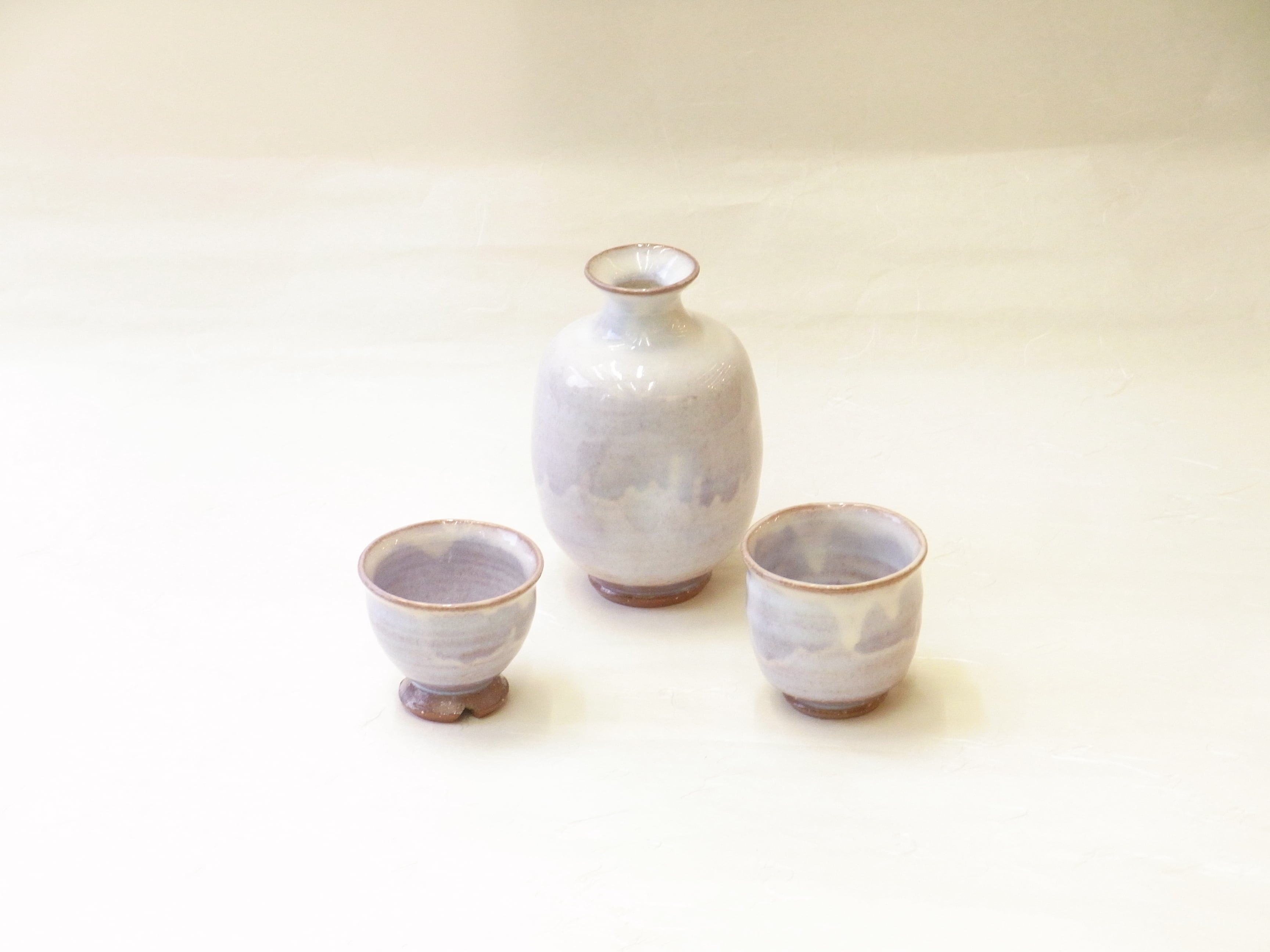 萩焼 白景山 紫釉 酒器セット（徳利1・ぐい呑み2） | 小林漆陶