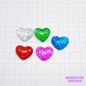 #PT012【5個】ぎっしりラメハート　デコパーツ【110円均一】