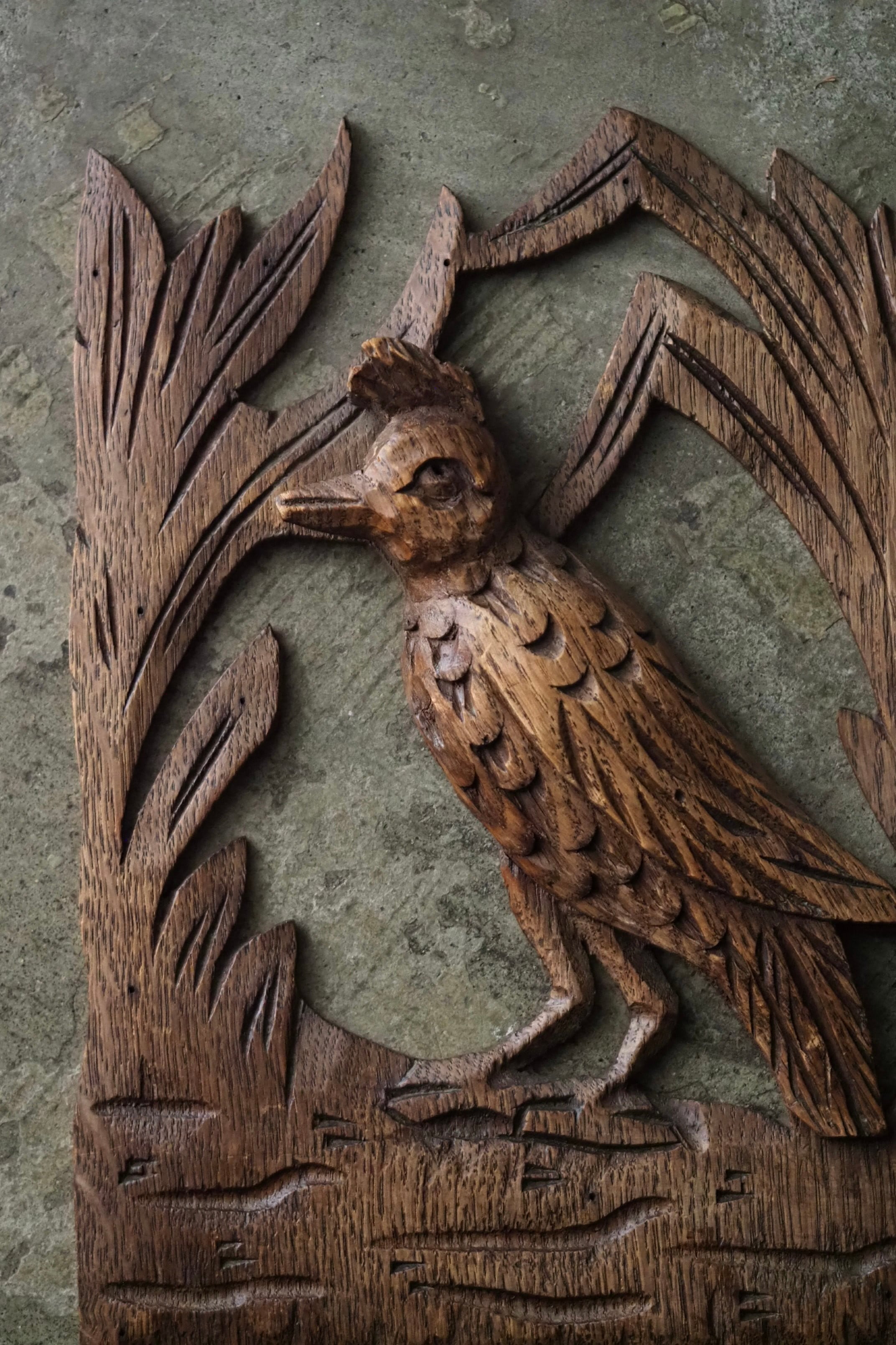 鳥の壁掛けオブジェ-antique bird wood caving objet | アンティーク