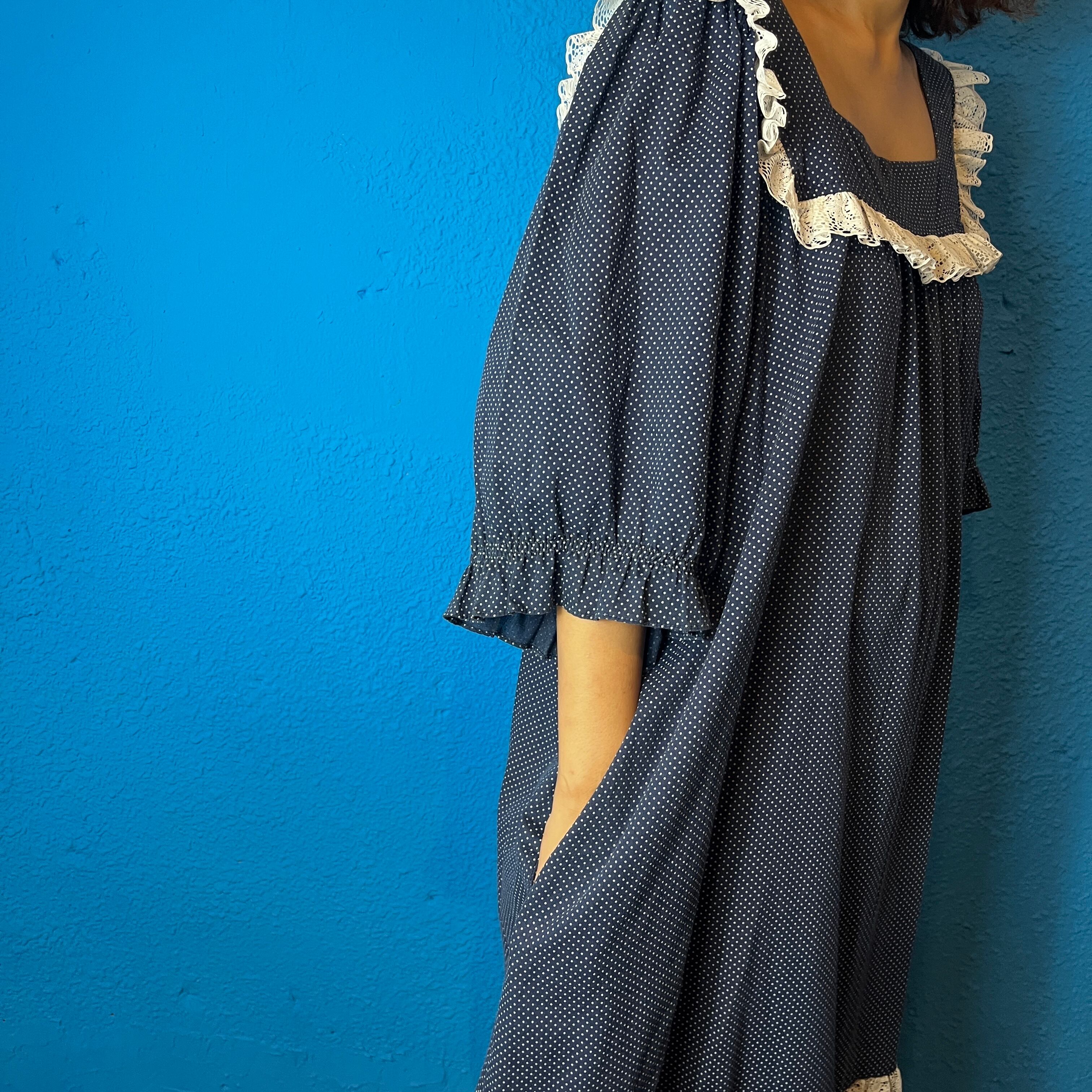 Lady's】90s Dot Pattern Frill Hawaiian Dress / Made In USA ...