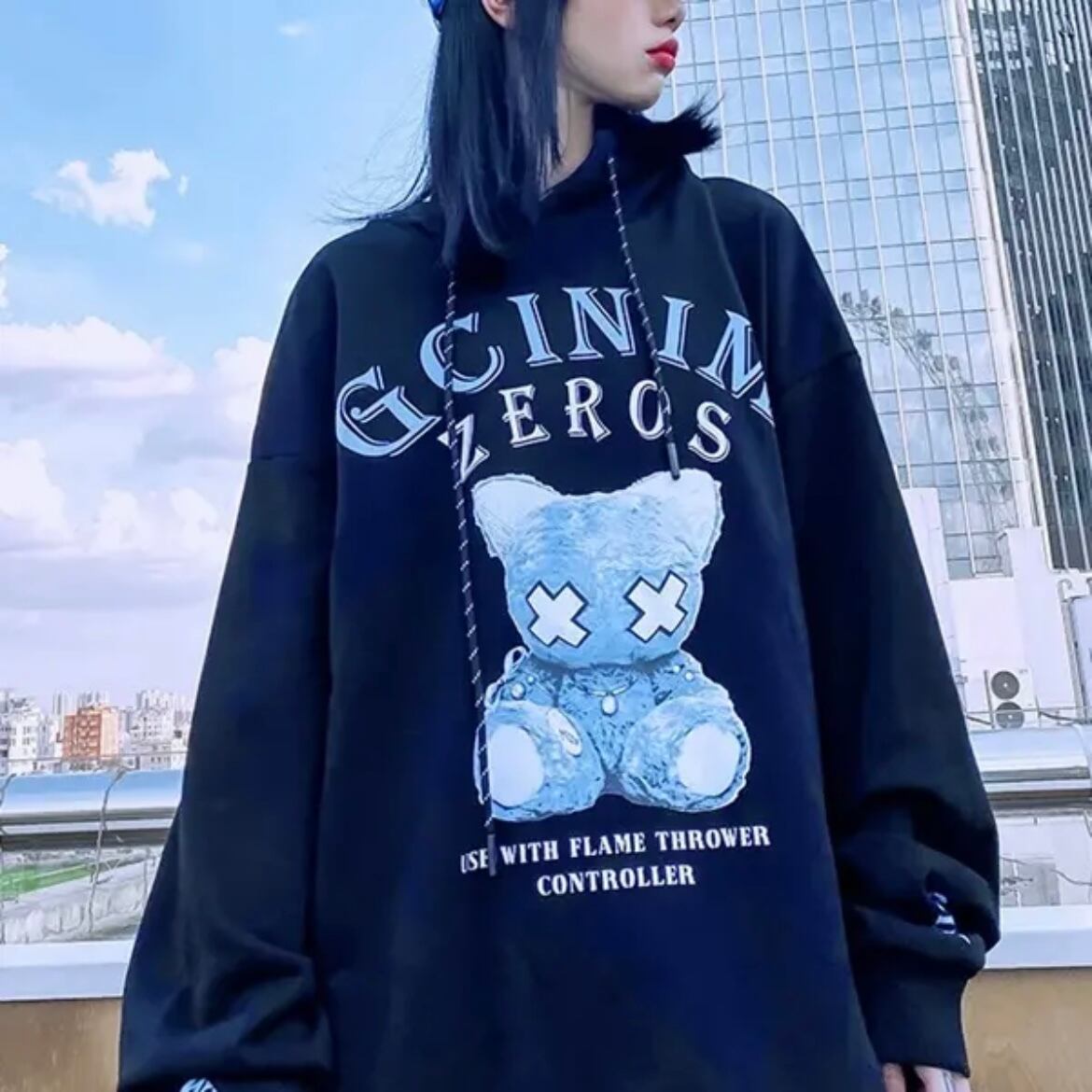 【即納】cross-patched cat hoodie ☆在庫限り