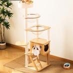 【木製 インテリア ペット用品】猫 キャットタワー キャットツリー キャットベッド 大型猫 多層式 キャットクライミング リビング 高さ147cm 北欧テイスト おしゃれ かわいい シンプル